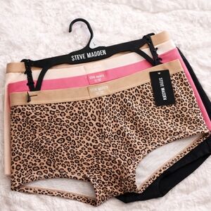 Steve Madden 5-Pack Boybrief Panties Size L NWT Leopard Pink Black Bundle